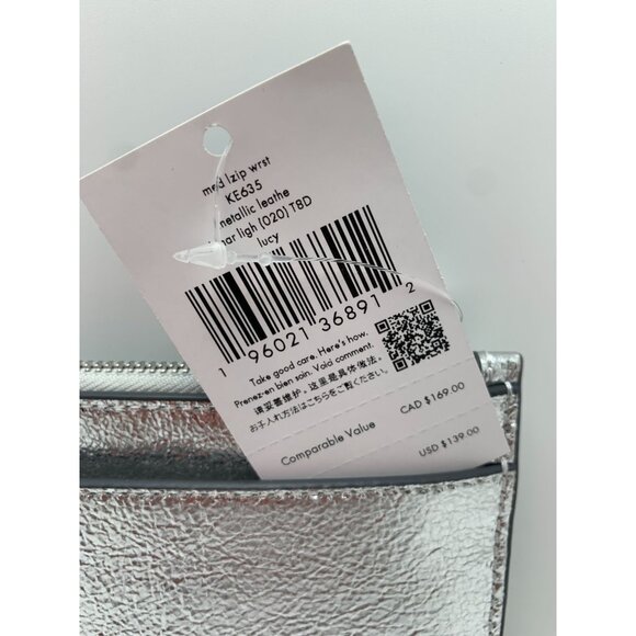 Kate Spade New York Metallic Silver Leather Wristlet Clutch - Picture 5 of 5